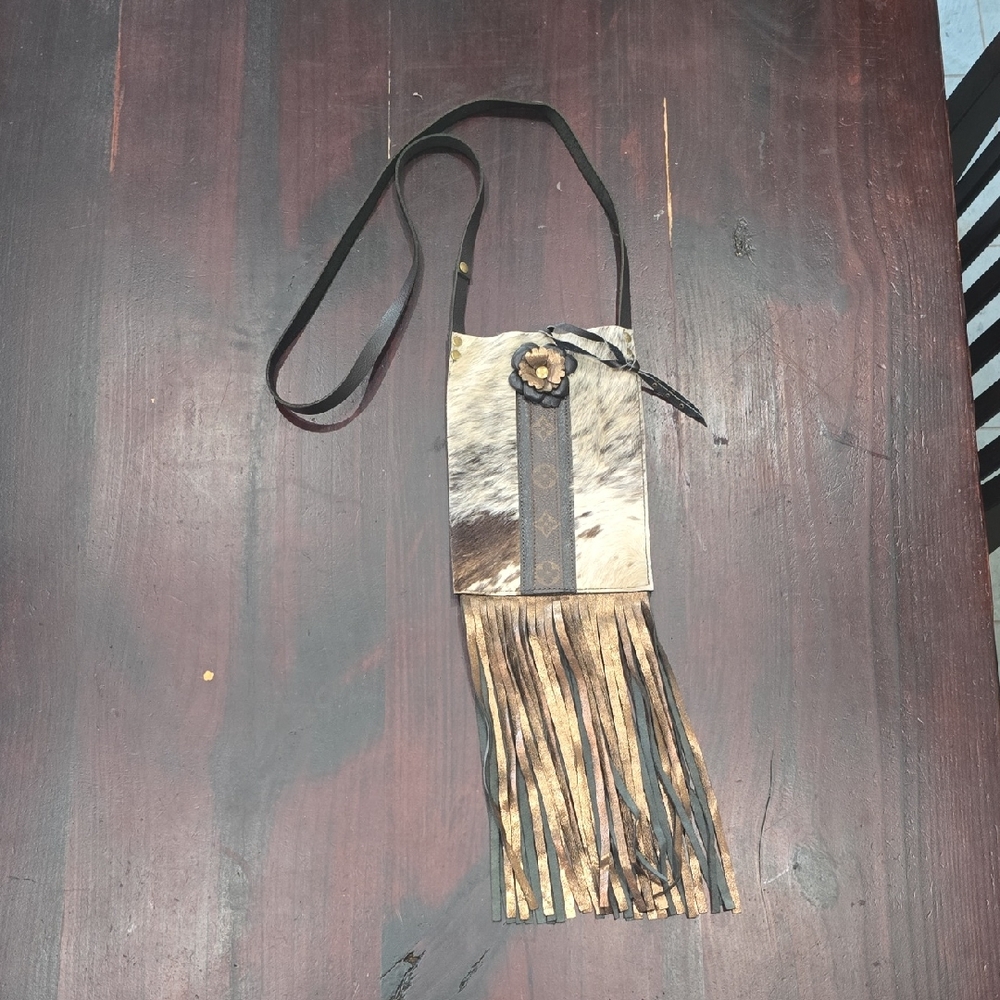 Fringe Crossbody Bag with Animal Print